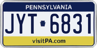 PA license plate JYT6831