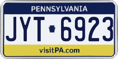 PA license plate JYT6923