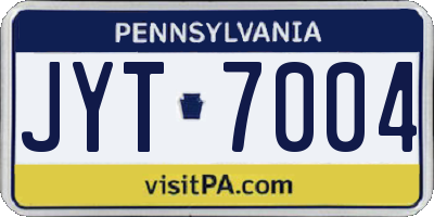 PA license plate JYT7004