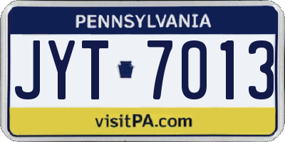 PA license plate JYT7013