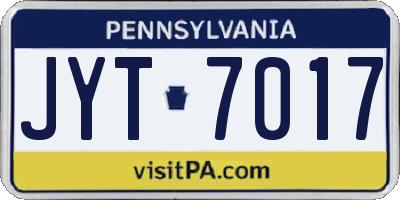 PA license plate JYT7017
