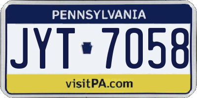 PA license plate JYT7058