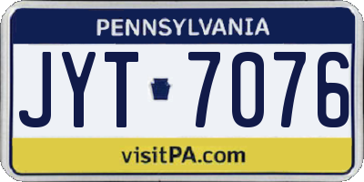 PA license plate JYT7076