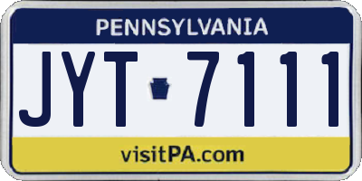 PA license plate JYT7111