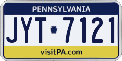 PA license plate JYT7121