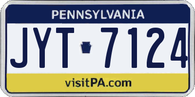 PA license plate JYT7124