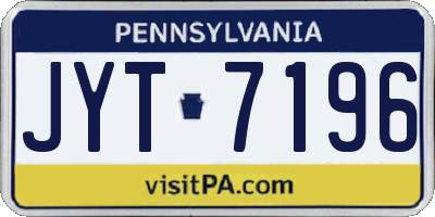 PA license plate JYT7196