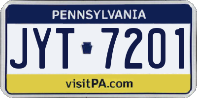 PA license plate JYT7201
