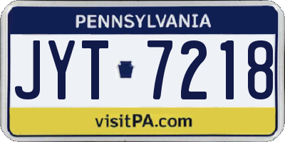 PA license plate JYT7218
