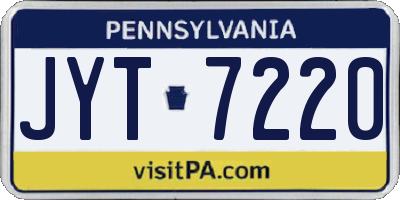 PA license plate JYT7220