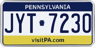 PA license plate JYT7230