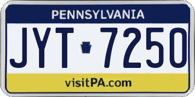 PA license plate JYT7250