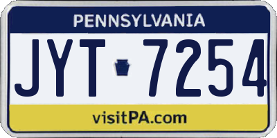 PA license plate JYT7254