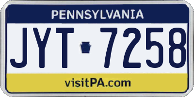 PA license plate JYT7258