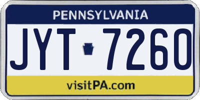 PA license plate JYT7260