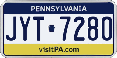 PA license plate JYT7280