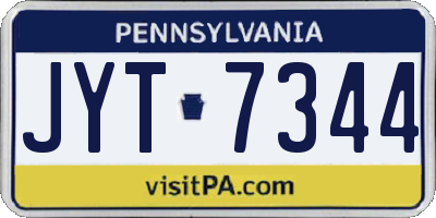 PA license plate JYT7344