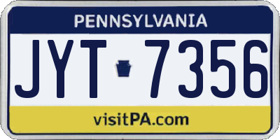 PA license plate JYT7356
