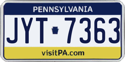 PA license plate JYT7363