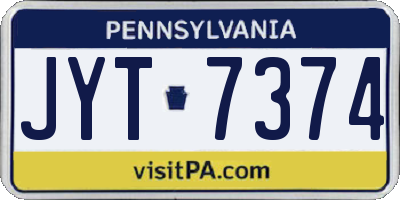 PA license plate JYT7374