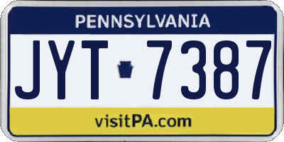 PA license plate JYT7387