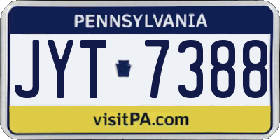 PA license plate JYT7388