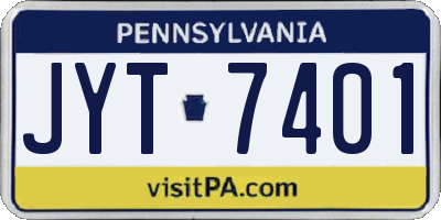 PA license plate JYT7401