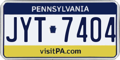 PA license plate JYT7404