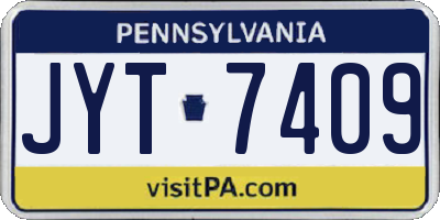 PA license plate JYT7409