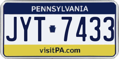 PA license plate JYT7433