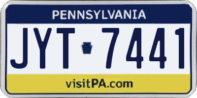 PA license plate JYT7441