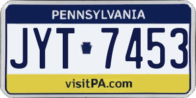 PA license plate JYT7453