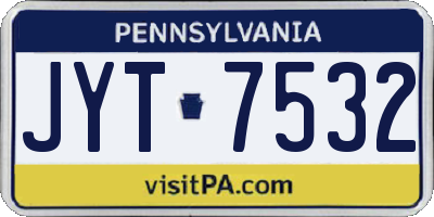 PA license plate JYT7532