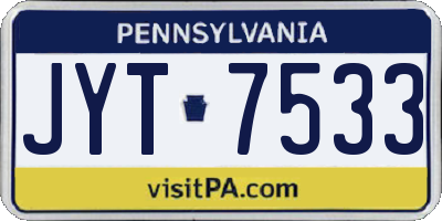 PA license plate JYT7533