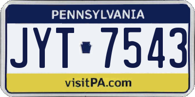 PA license plate JYT7543