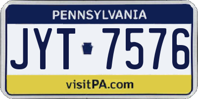 PA license plate JYT7576
