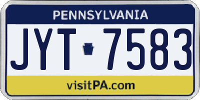 PA license plate JYT7583