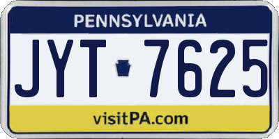 PA license plate JYT7625