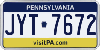 PA license plate JYT7672