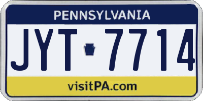 PA license plate JYT7714