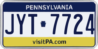 PA license plate JYT7724