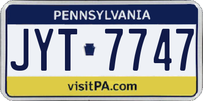PA license plate JYT7747