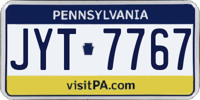 PA license plate JYT7767