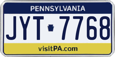 PA license plate JYT7768