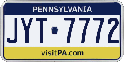 PA license plate JYT7772