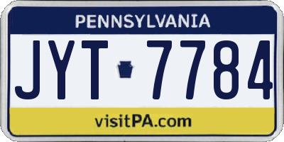 PA license plate JYT7784