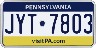 PA license plate JYT7803