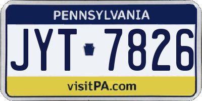 PA license plate JYT7826