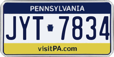 PA license plate JYT7834