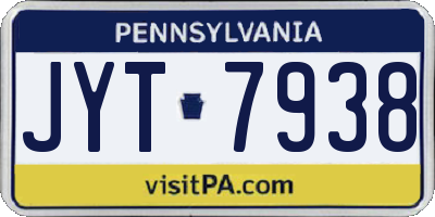 PA license plate JYT7938